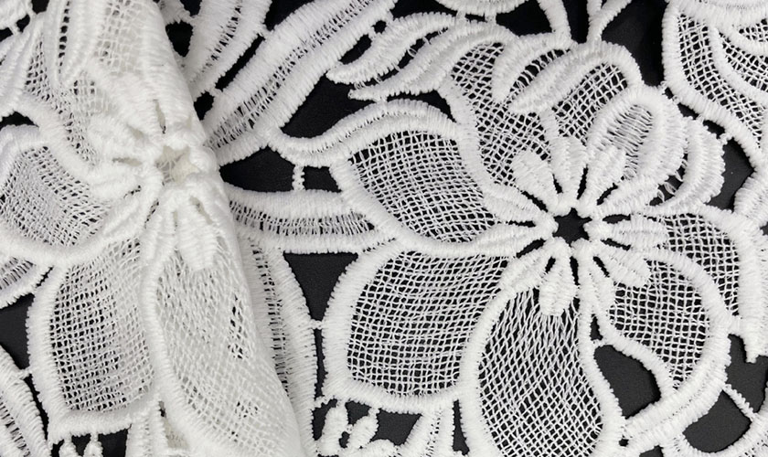 Off White Lace Fabric, Chic Guipure Lace Fabric, Crocheted Lace