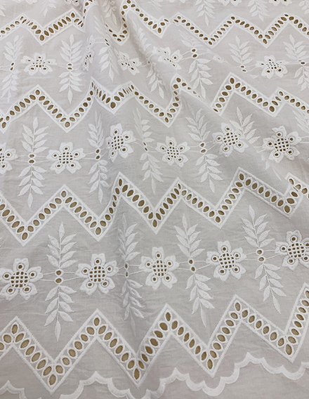 White Cotton Fabric By The Yard,eyelet Fabric Stripes Floral
